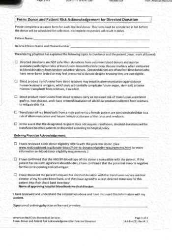 Red Cross USA changes guidelines – increases the hurdle for directed donations